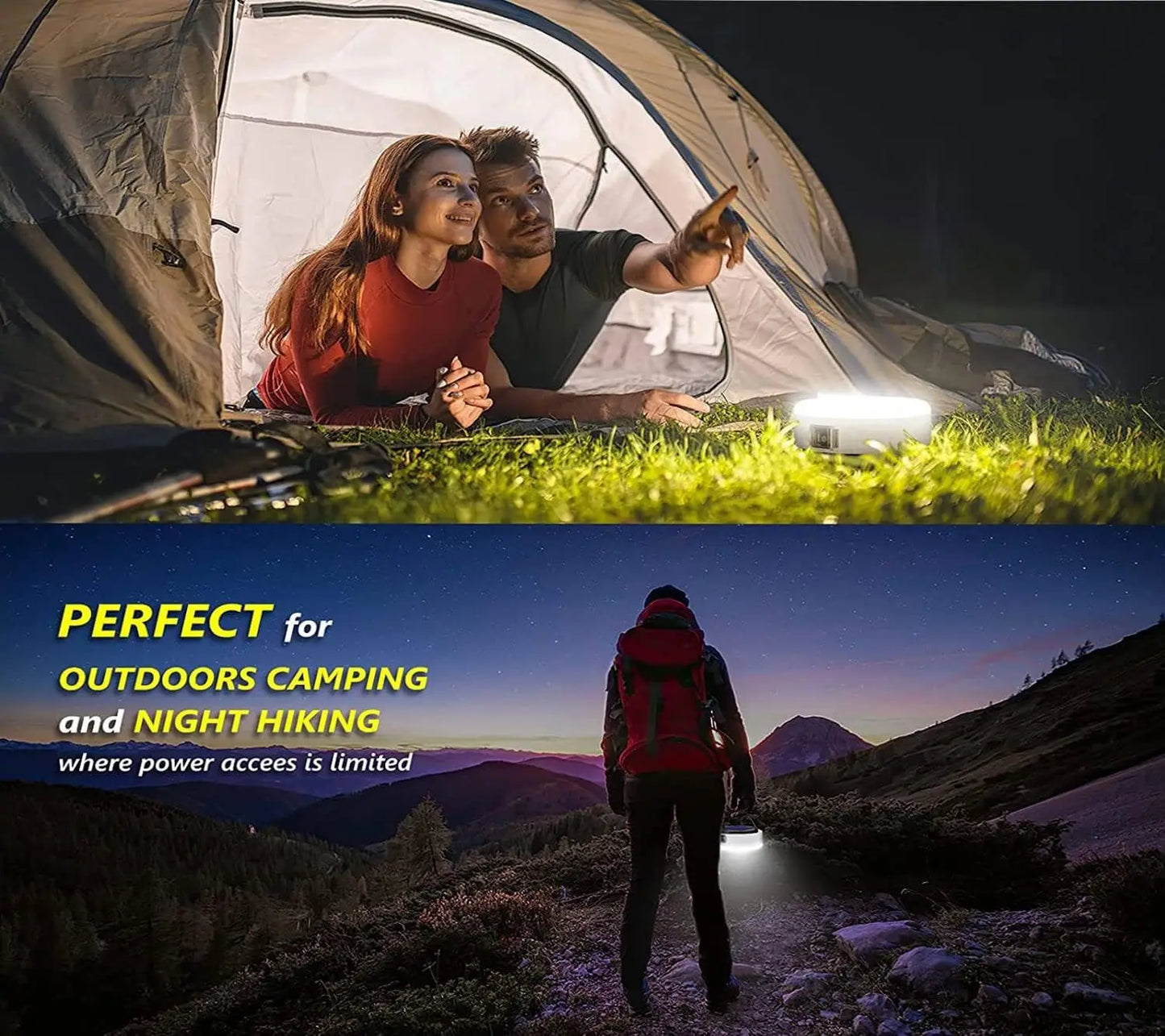 Linterna solar premium para camping y emergencias – Luz LED recargable, batería externa 4400mAh, USB, portátil, resistente al agua, para mesa o colgar, cargador para móvil - Survivalia