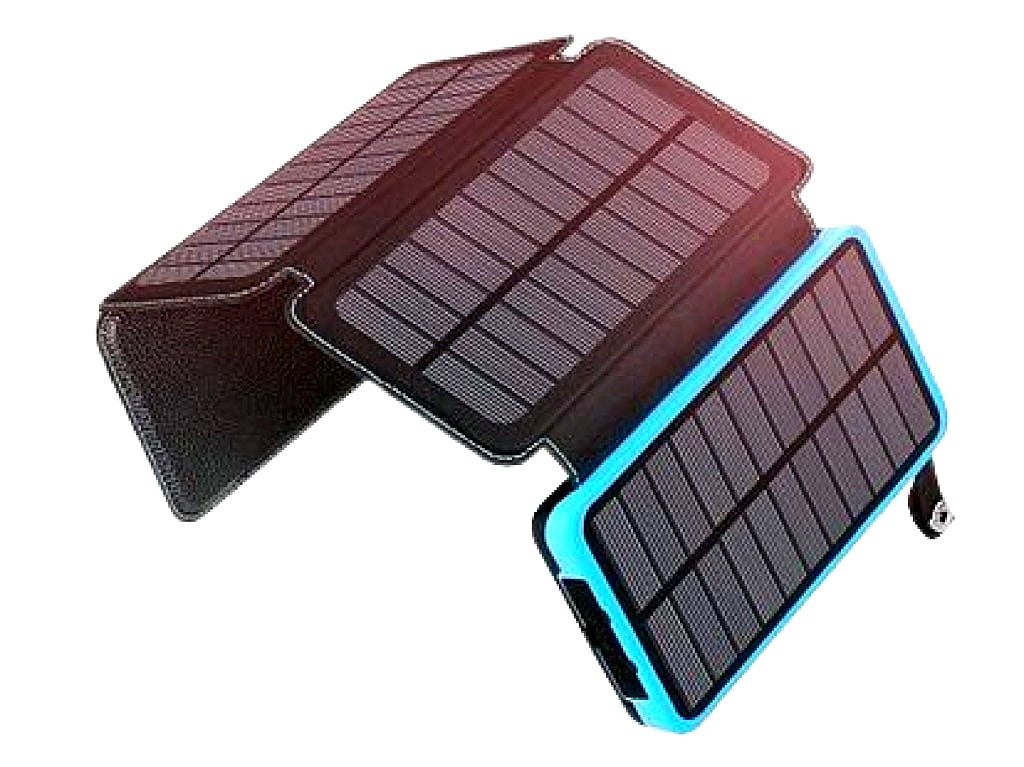 Batería externa de energía solar, linterna LED y carga rápida – Power bank portátil para camping, emergencias y apagones