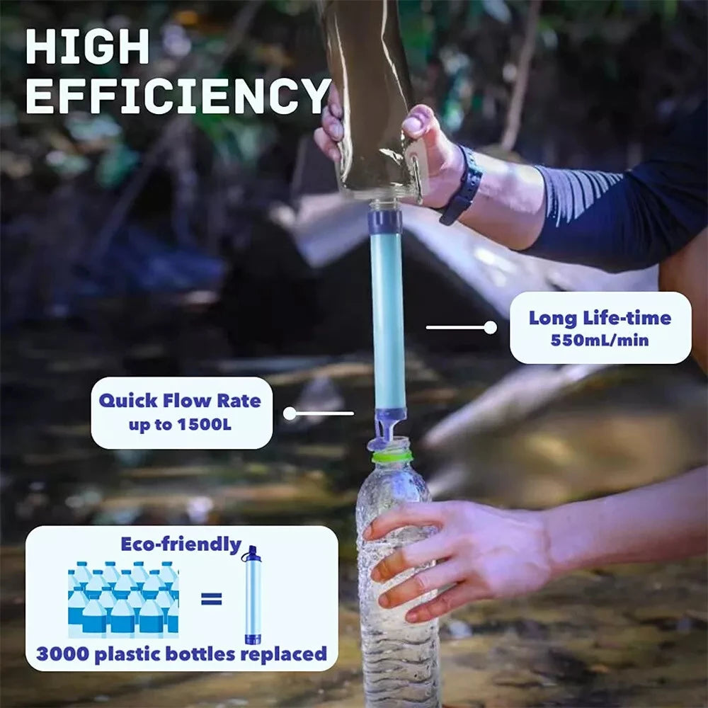 Filtro de Agua Personal Portátil para Supervivencia – Pajita Purificadora para Camping, Senderismo, Viajes y Emergencias - Survivalia