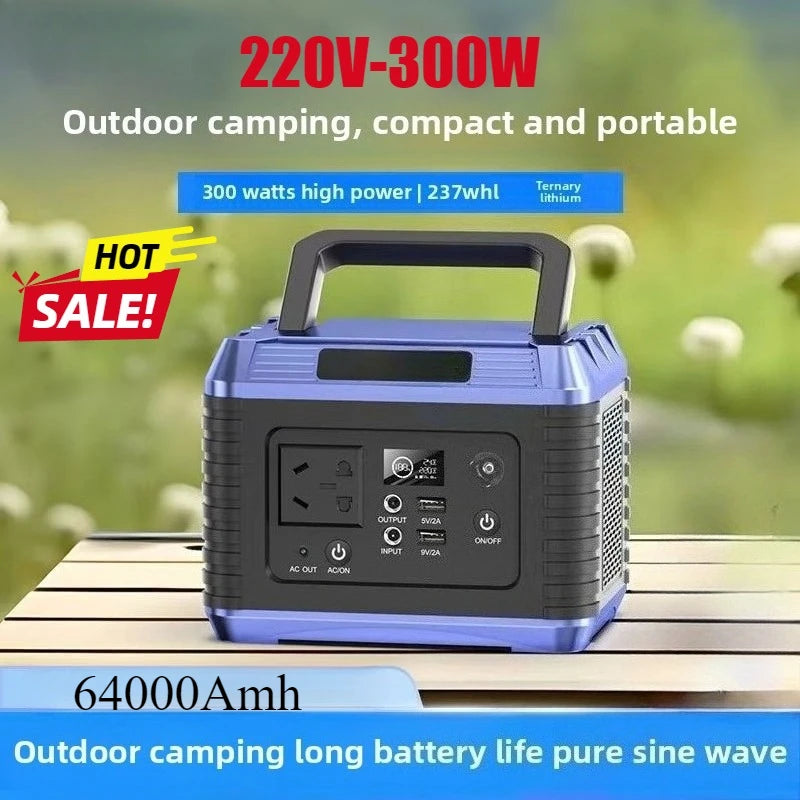 Estación de Energía Portátil 300W 64.000mAh – Batería de Litio Ternaria, 220V, Almacenamiento de Energía Multifunción para Camping, RV y Exterior - Survivalia