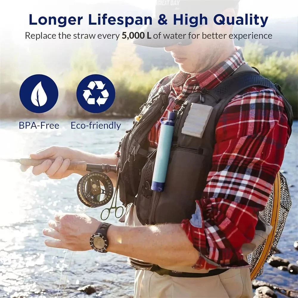 Filtro de Agua Personal Portátil para Supervivencia – Pajita Purificadora para Camping, Senderismo, Viajes y Emergencias - Survivalia