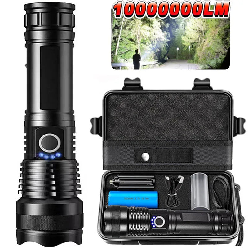 Linterna LED Táctica Recargable de Alta Potencia con Zoom – Lámpara de Aluminio para Camping, Pesca y Actividades al Aire Libre - Survivalia