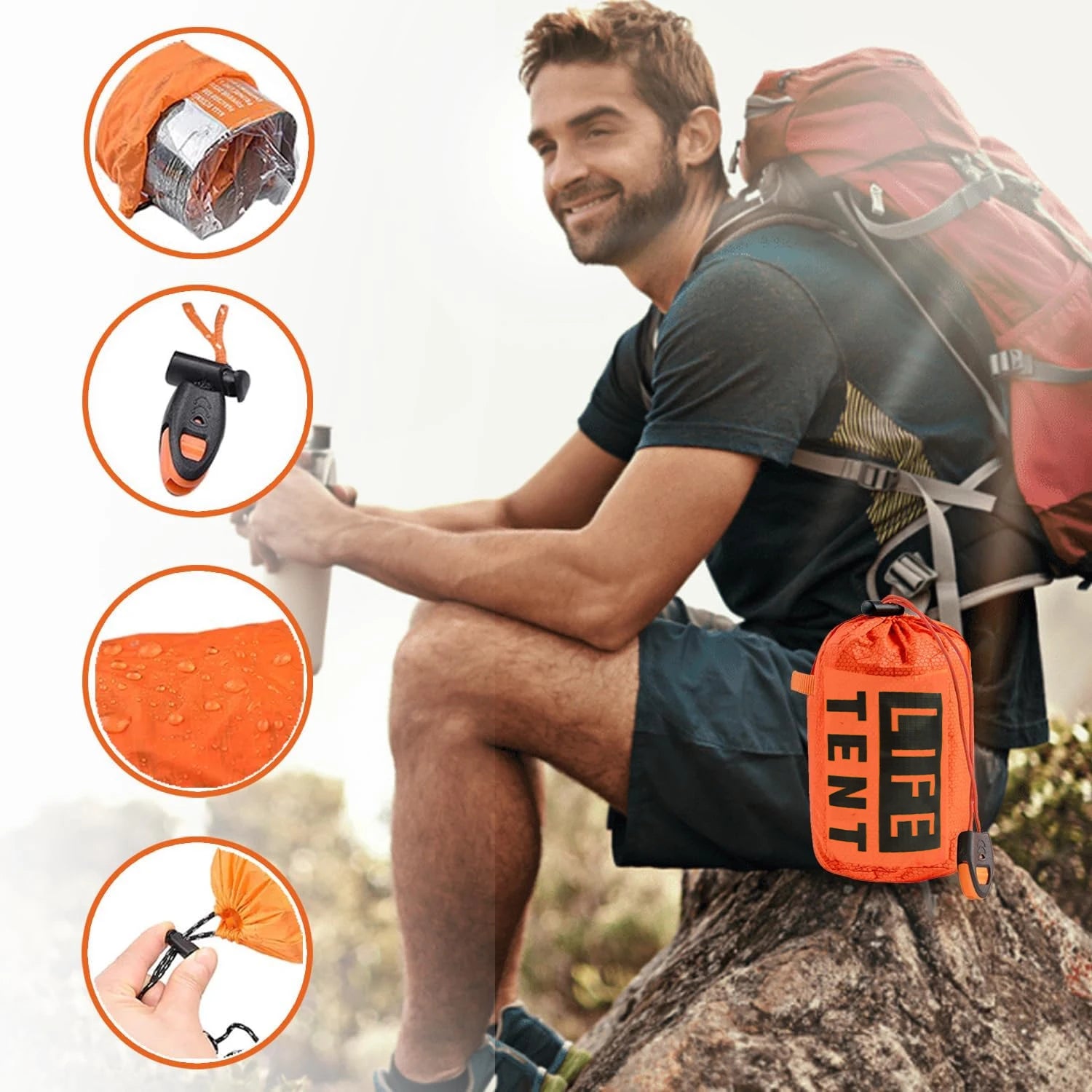 Tienda de Campaña de Emergencia para 2 Personas – Impermeable, Portátil y Resistente para Camping, Viajes y Aventuras - Survivalia