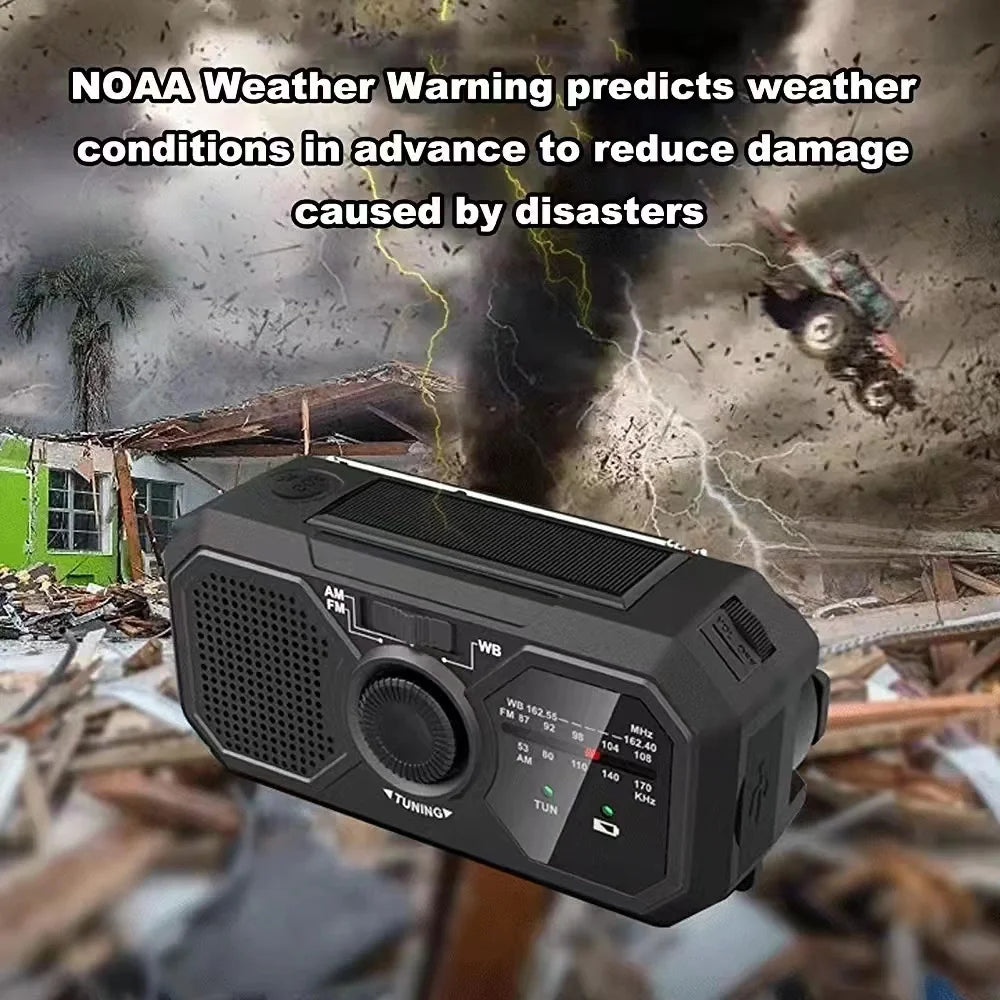 Radio Solar Portátil de Emergencia – Kit de Primeros Auxilios con Dinamo, AM/FM, Estación de Energía para Apagones y Cargador USB - Survivalia