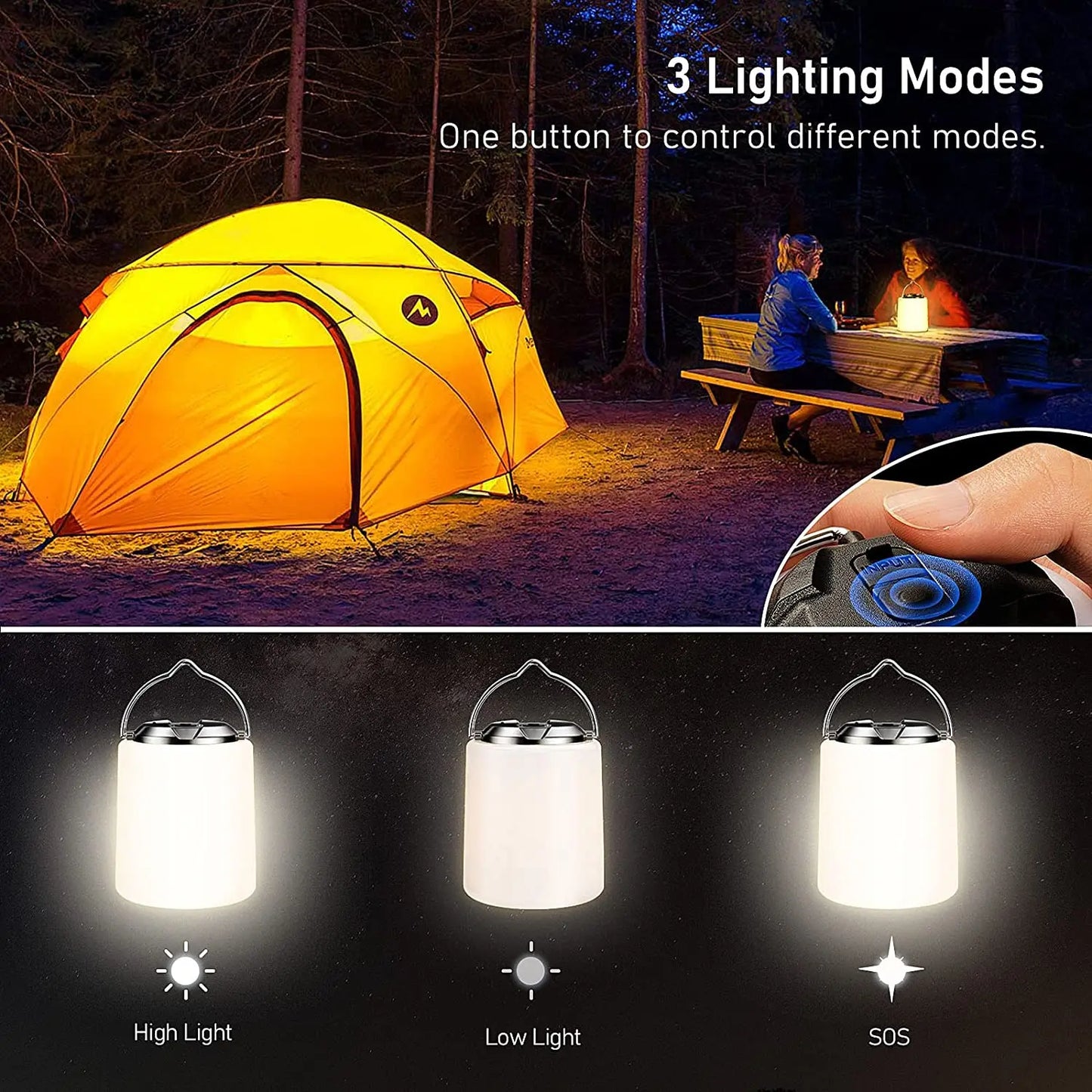 Lámpara de Camping Recargable LED 3000K | Linterna Impermeable de Luz Cálida para Camping, Senderismo y Emergencias - Survivalia
