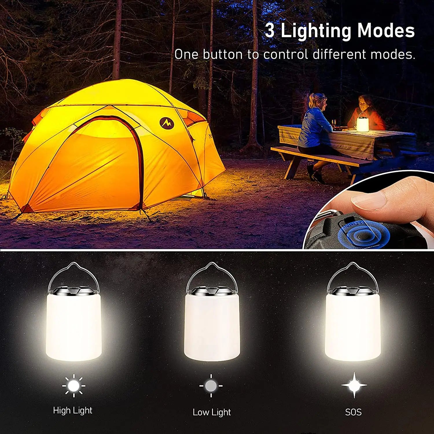Lámpara de Camping Recargable LED 3000K | Linterna Impermeable de Luz Cálida para Camping, Senderismo y Emergencias - Survivalia
