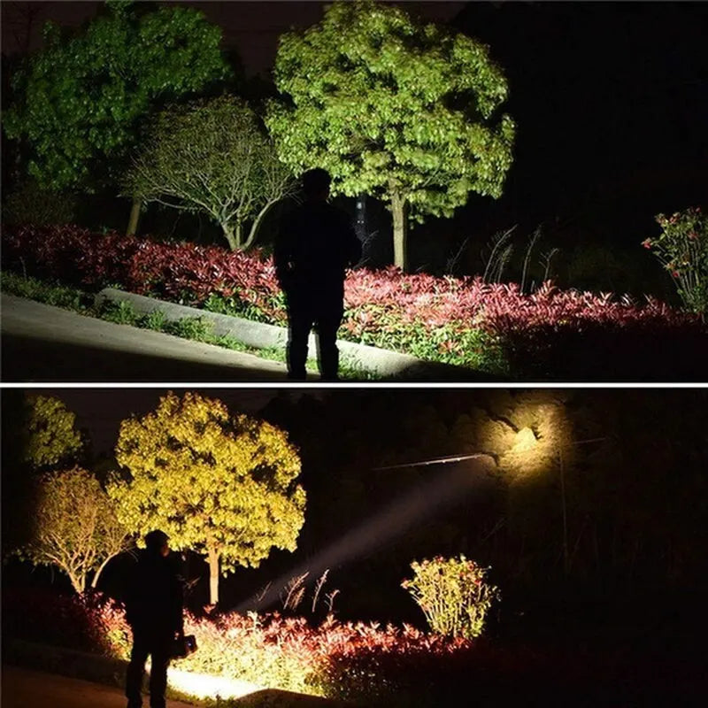 Linterna LED de Alta Potencia para Camping – Reflector Recargable de Doble Cabeza, Foco de Búsqueda Impermeable y Lámpara de Gran Alcance - Survivalia