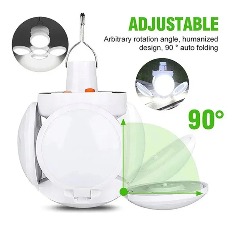Lámpara LED Solar Portátil para Camping – Linterna Recargable Plegable con Gancho, Ideal para Tienda, Exterior y Emergencias - Survivalia