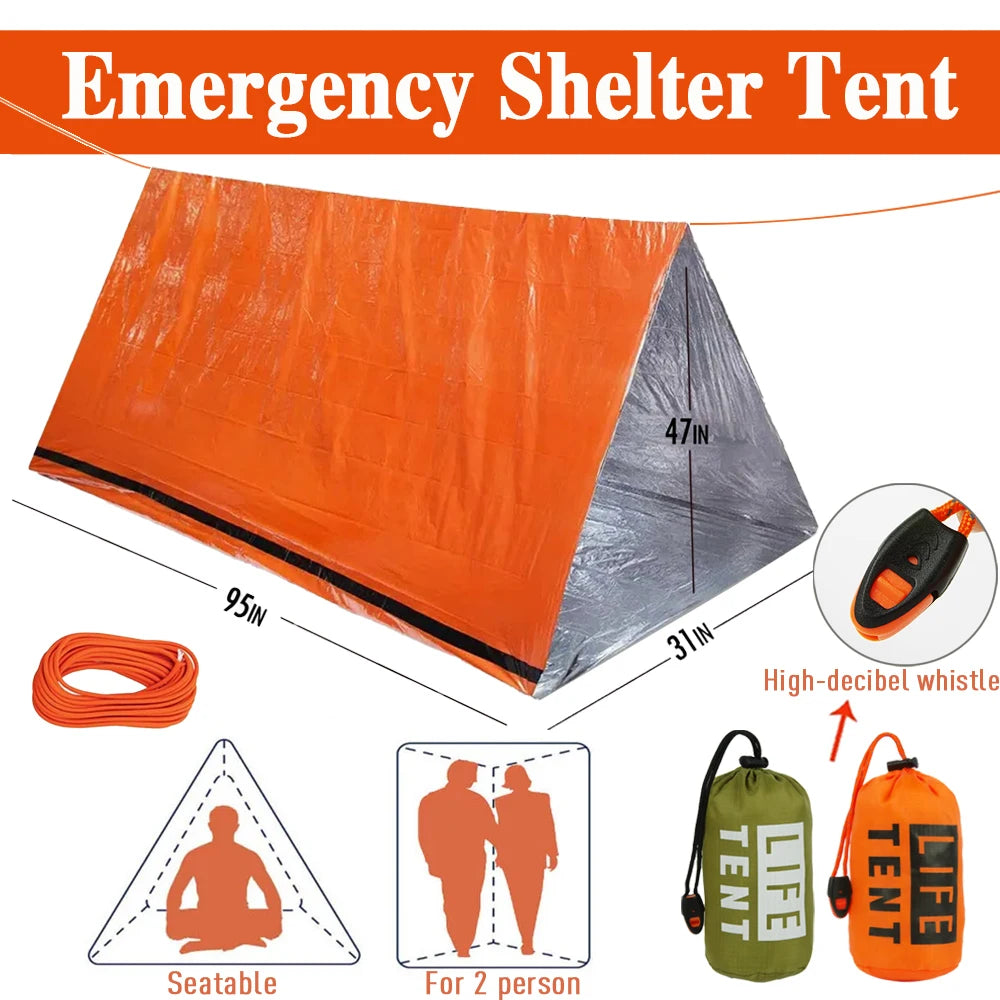 Tienda de Campaña de Emergencia para 2 Personas – Impermeable, Portátil y Resistente para Camping, Viajes y Aventuras - Survivalia