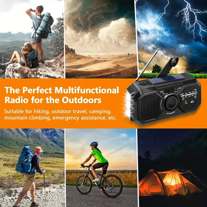 Radio Solar Portátil de Emergencia – Kit de Primeros Auxilios con Dinamo, AM/FM, Estación de Energía para Apagones y Cargador USB - Survivalia