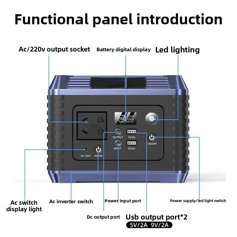 Estación de Energía Portátil 300W 64.000mAh – Batería de Litio Ternaria, 220V, Almacenamiento de Energía Multifunción para Camping, RV y Exterior - Survivalia