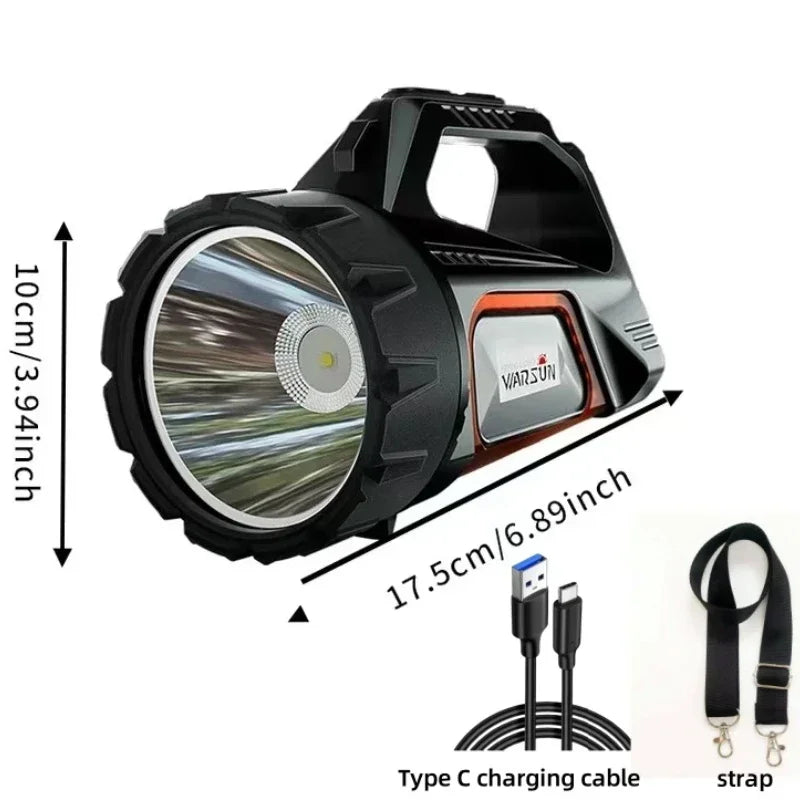Linterna LED de Alta Potencia – Antirreflejo, Batería de Gran Capacidad, Recargable por USB y Solar, Foco de Búsqueda Portátil - Survivalia