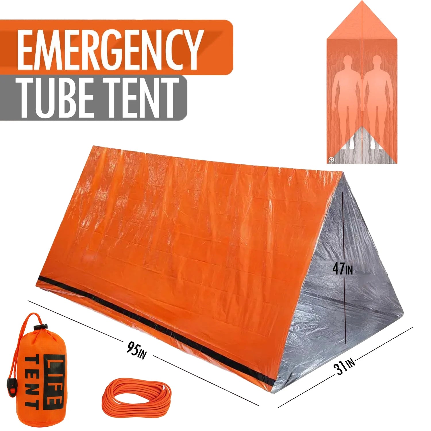 Tienda de Campaña de Emergencia para 2 Personas – Impermeable, Portátil y Resistente para Camping, Viajes y Aventuras - Survivalia
