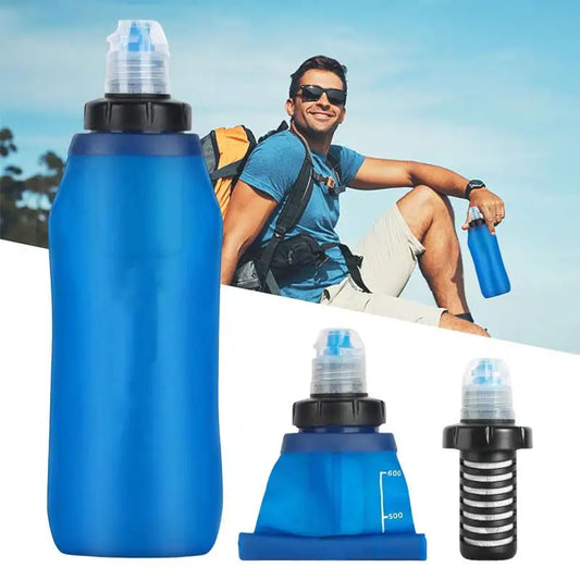 Botella de Agua con Filtro Plegable y Portátil – Purificador de Agua para Camping, Senderismo y Deporte con Filtración Física - Survivalia