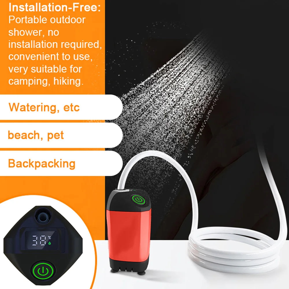 Ducha Portátil Eléctrica para Camping con Bomba IPX7 y Pantalla Digital | Resistente al Agua, Ideal para Senderismo, Viajes y Outdoor - Survivalia