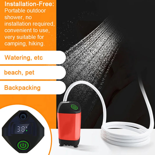 Ducha Portátil Eléctrica para Camping con Bomba IPX7 y Pantalla Digital | Resistente al Agua, Ideal para Senderismo, Viajes y Outdoor - Survivalia